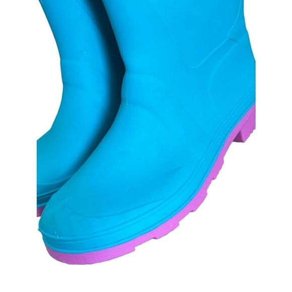 Kamik Girls 3 Raindrops Turquoise Pink Rubber Rainboots Wellies - Picture 11 of 12